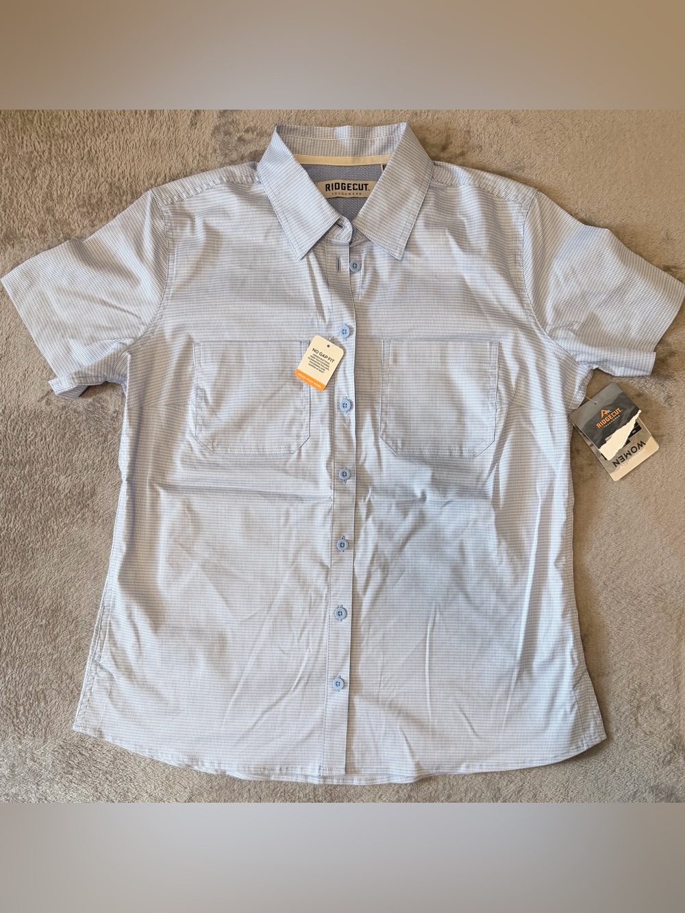 Ridgecut - Women’s Work Wear Button-Up - Light Blue Plaid - Medium (10-12) - NWT